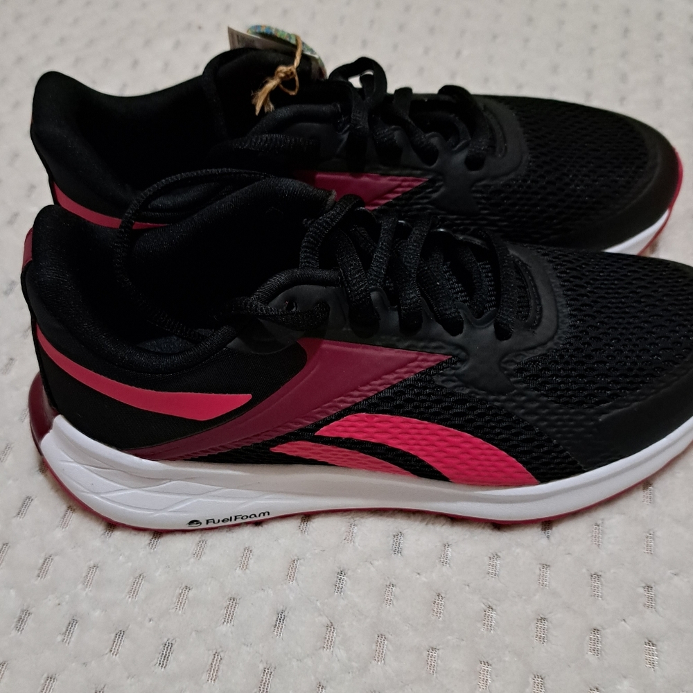 REEBOK  WOMEN  RUNNING SNEAKERS   SIZE  7.5  COLOR BLACK AND PINK  NEW - Picture 2 of 10